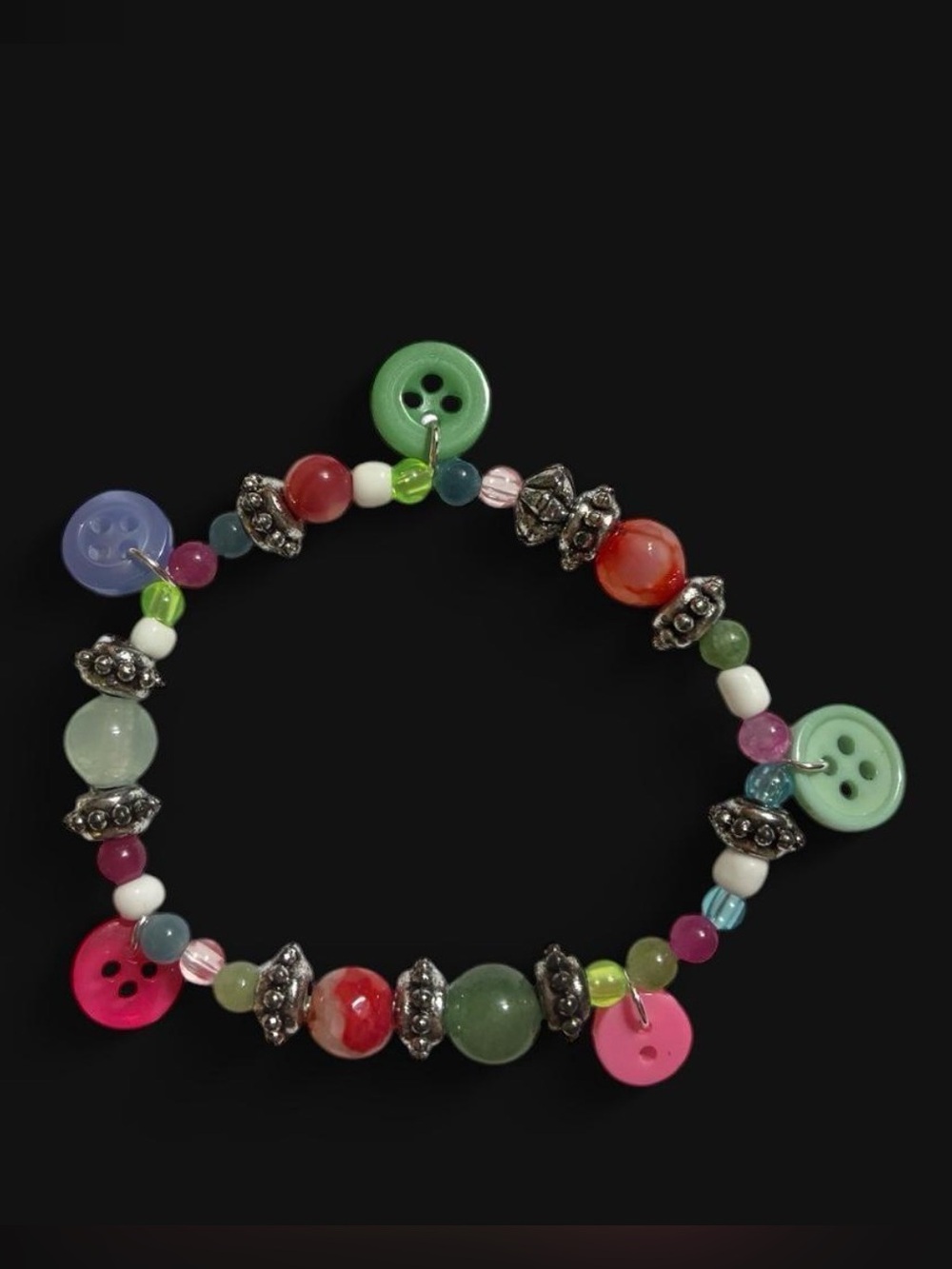 Multicolor Button & Bead Stretch Bracelet - Women Jewelry